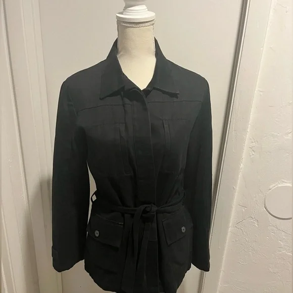 $598 Zadig & Voltaire T Gillier Black Zip-up Belted Women Jacket - Picture 4 of 9